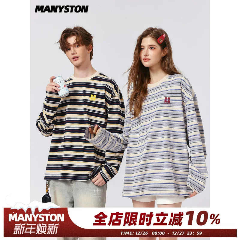 MANYSTON American 195g Heavy Duty Headless Hoodie Men's Spring and Autumn Youth Loose Casual T-shirt Top