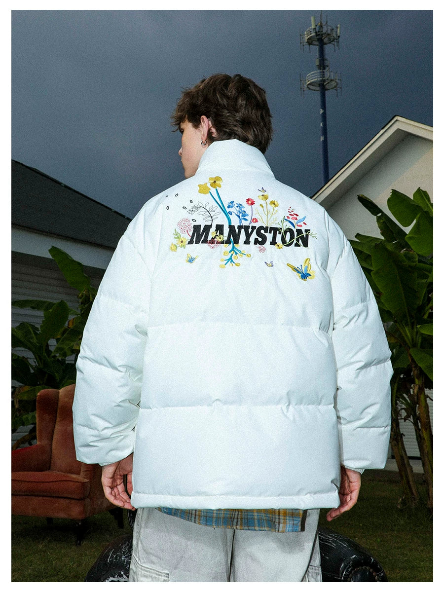 MANYSTON American High Street Youth Waterproof Down Jacket Men's Winter Couple's Stand up Collar Bread Jacket