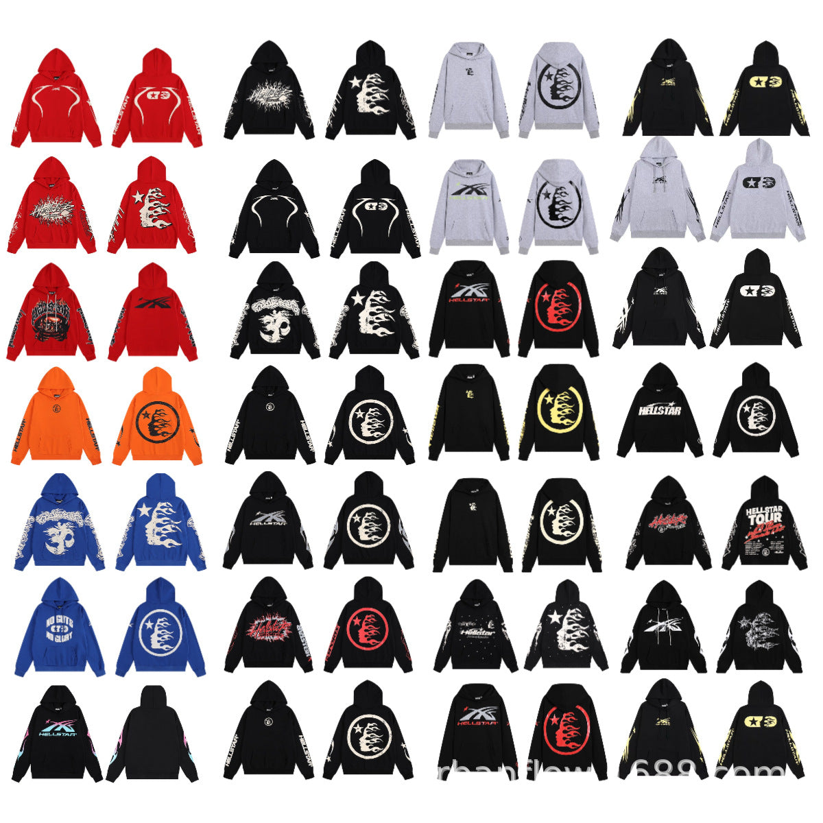 Cross border fashion Hellstar American street hip-hop versatile casual autumn and winter printed hooded sweatshirt