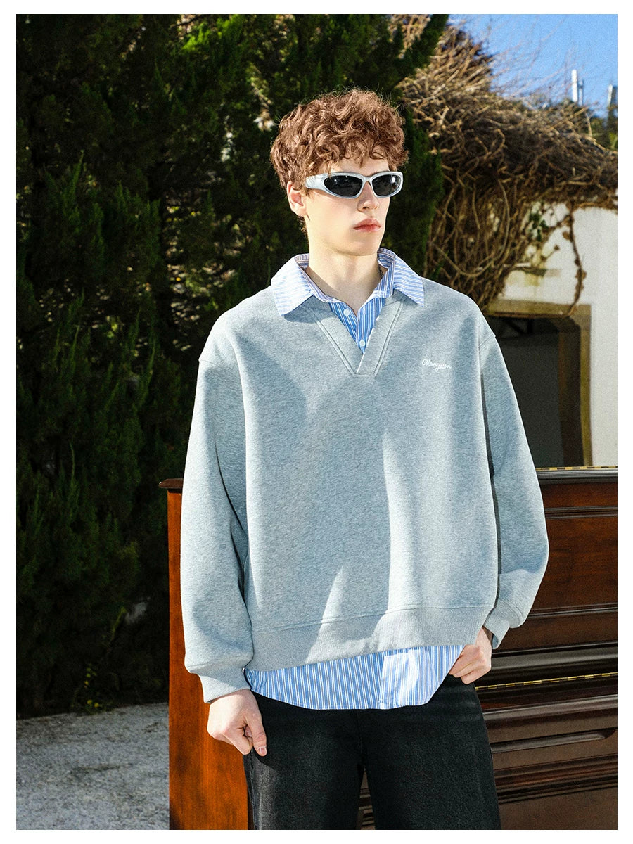 MANYSTON American 400g Heavy duty Couple Hoodie Spring and Autumn Trendy Brand Youth Vacation Two piece Collar Jacket Male