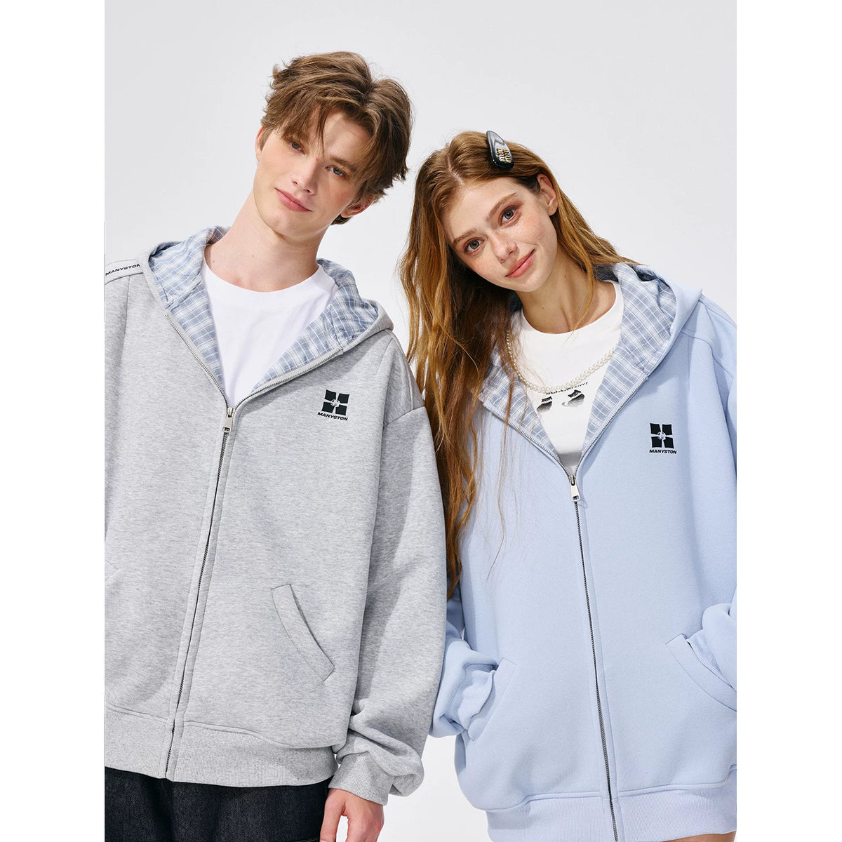 Hao Yiran's same style MANYSTON American hooded cardigan sweatshirt men's spring and autumn loose hoodie jacket