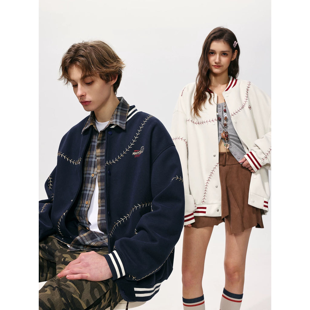Zhang Zeyu's MANYSTON American retro embroidered baseball jacket for couples in spring and autumn casual wear