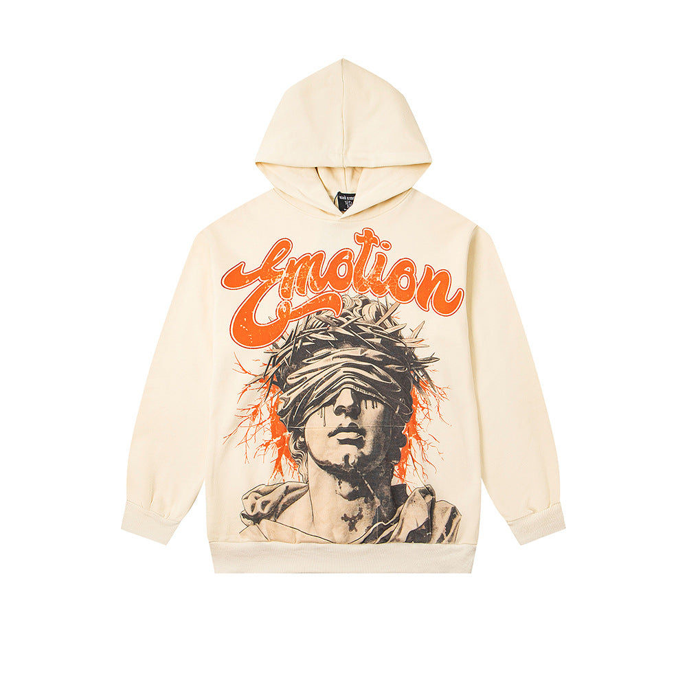 Cross border fashion new MIXEDEMOTION American street hip-hop pure cotton highly restored hooded sweatshirt