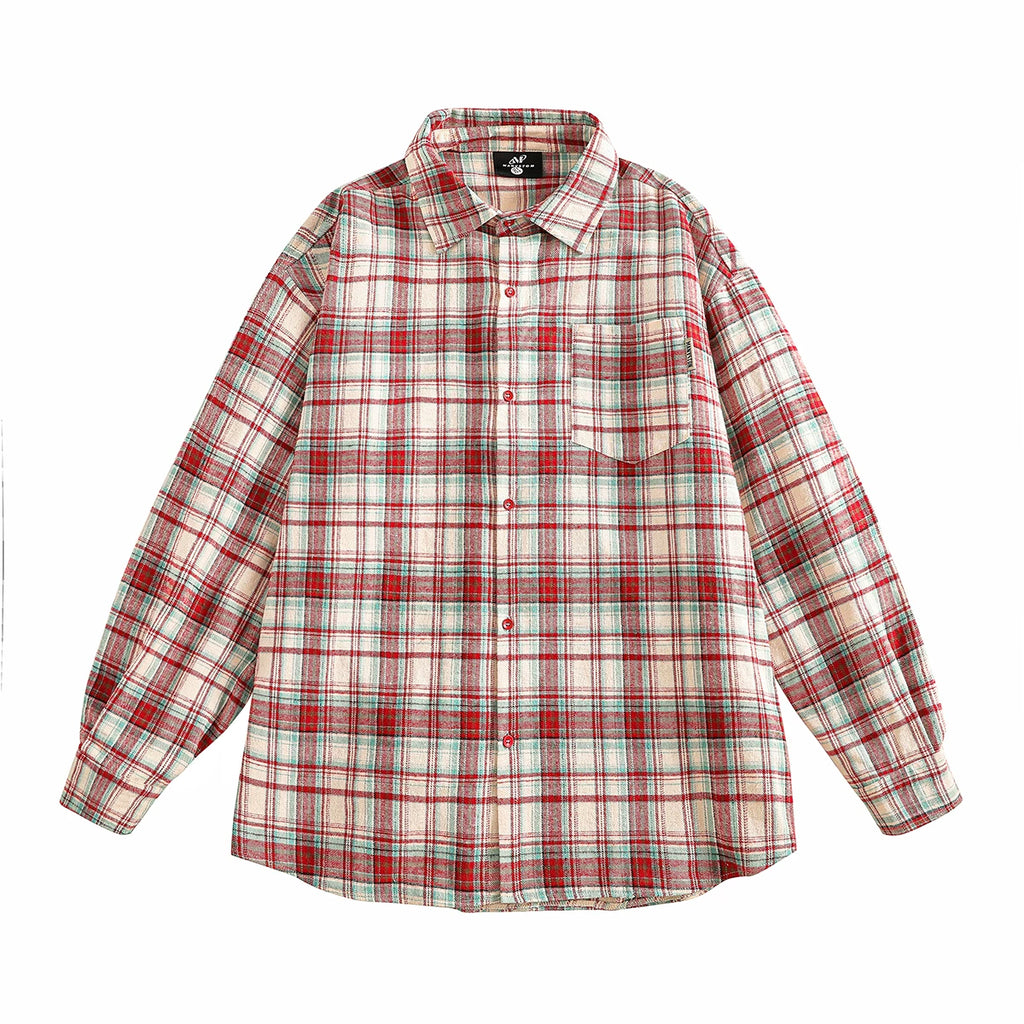 American retro checkered shirt, pure cotton summer casual shirt, MANYSTON cool and stylish inch shirt, blue checkered men's shirt