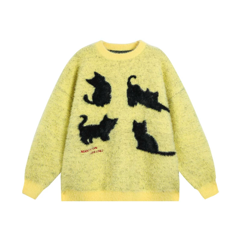 MANYSTON American Trendy Brand Youth Couple's Sweater Winter European and American Lazy Style Knitted Jacket for Men