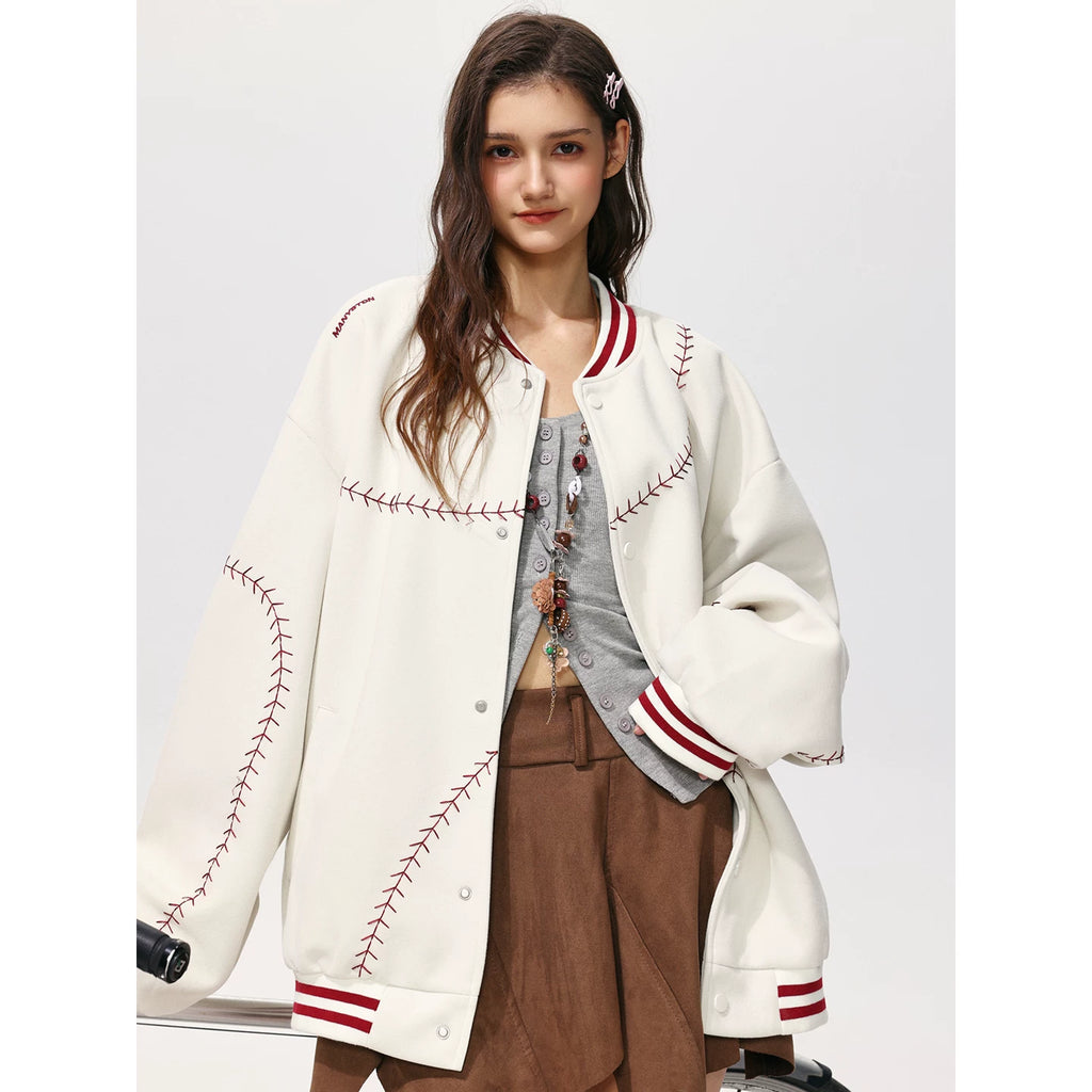 Zhang Zeyu's MANYSTON American retro embroidered baseball jacket for couples in spring and autumn casual wear