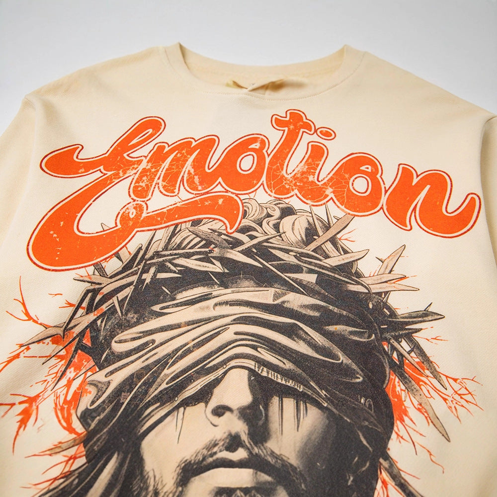 Cross border fashion new MIXEDEMOTION American street hip-hop pure cotton highly restored hooded sweatshirt