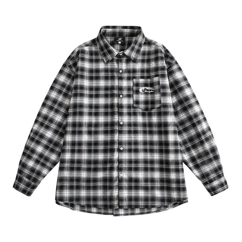 Li Qing's same style MANYSTON American retro checkered long sleeved shirt, spring thin casual shirt jacket