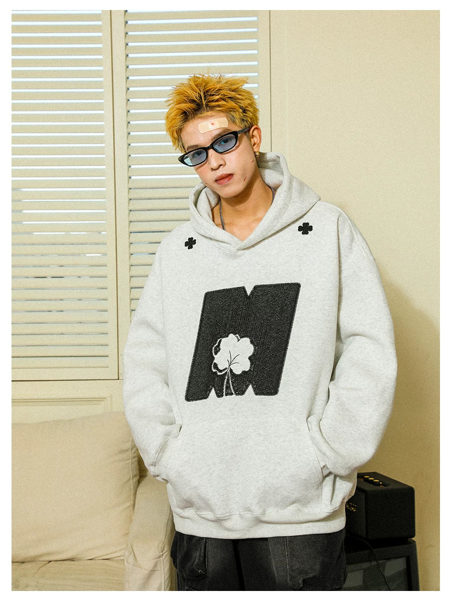 Jiang Yiyi's MANYSTON American High Street Couple's Hoodie Spring and Autumn Trendy Brand Black Hoodie for Men