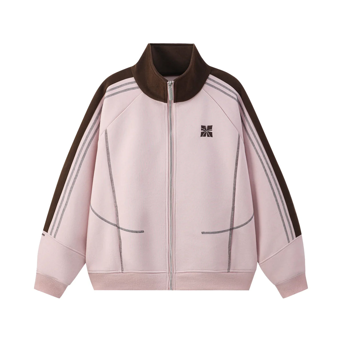 Absolute Same Style MANYSTON American Trendy Brand Color Contrasting Stand Collar Jacket Spring and Autumn Loose Casual Top Coat