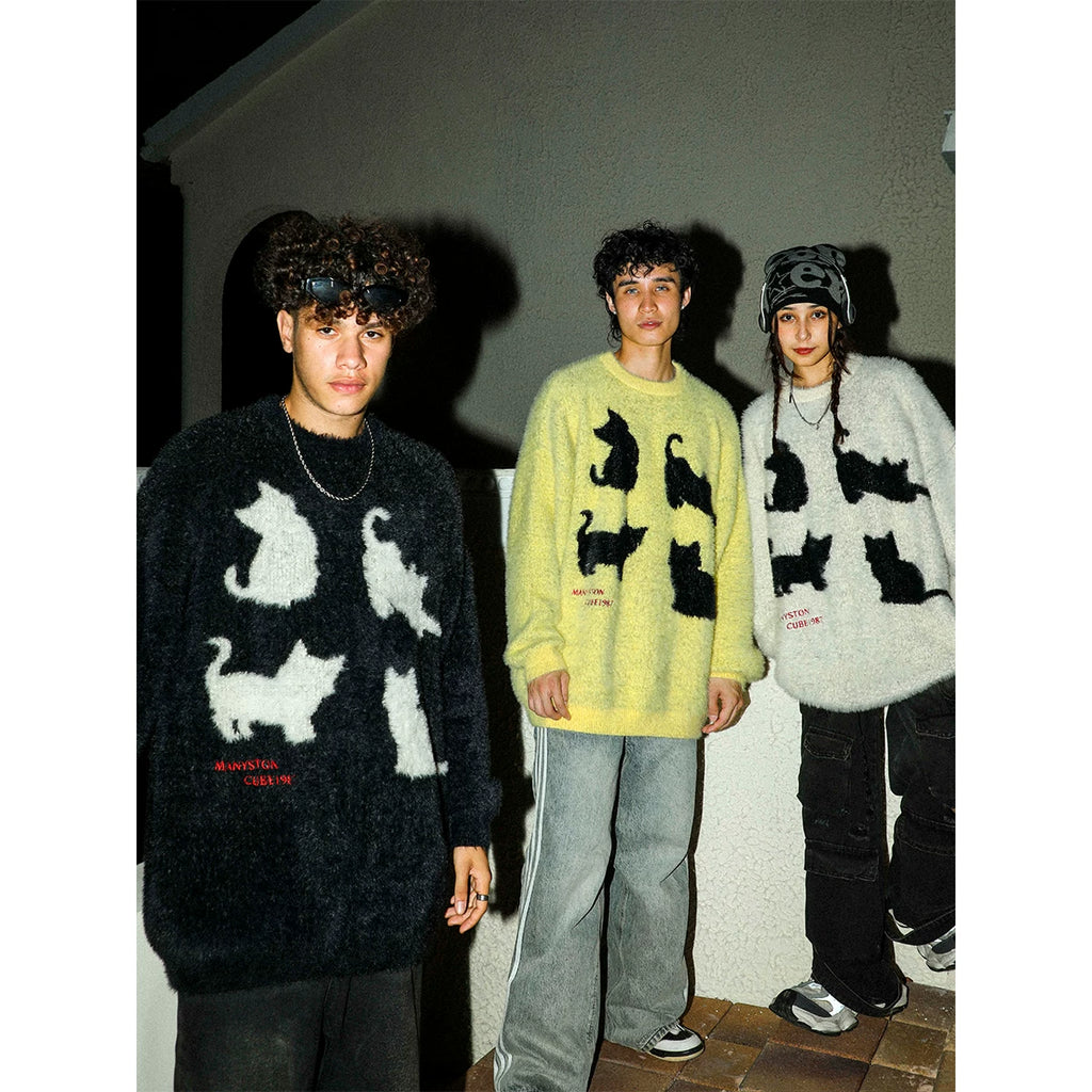 MANYSTON American Trendy Brand Youth Couple's Sweater Winter European and American Lazy Style Knitted Jacket for Men