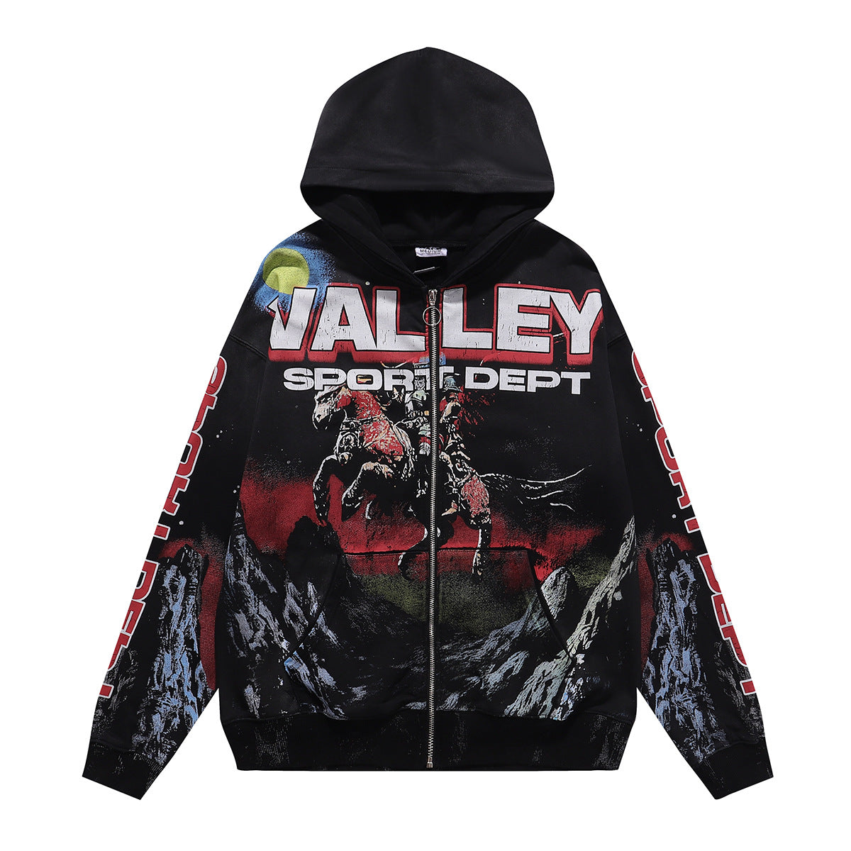 Cross border fashion VALE autumn and winter new printed hip-hop street style pure cotton casual versatile hooded sweatshirt