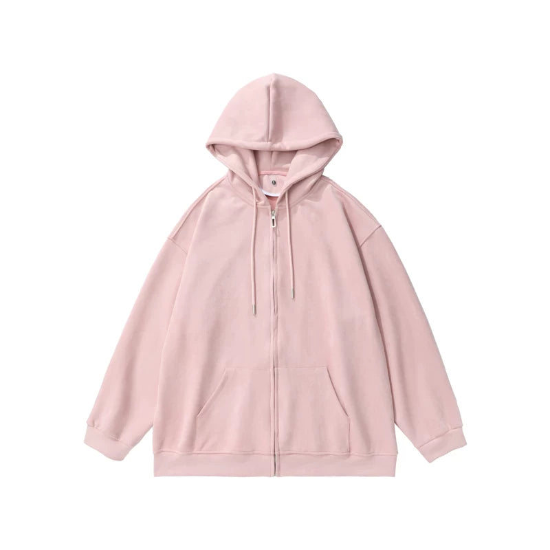 MANYSTON American hooded cardigan hoodie men's spring and autumn trendy brand 400g heavyweight couple suede jacket