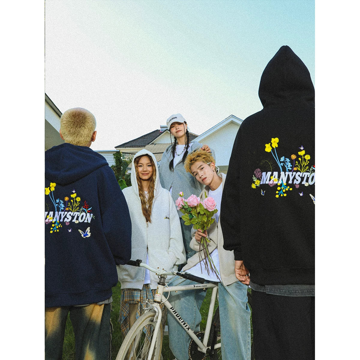 Wang Yiheng's same MANYSTON youth popular American hooded cardigan sweatshirt 400g heavyweight men's autumn coat