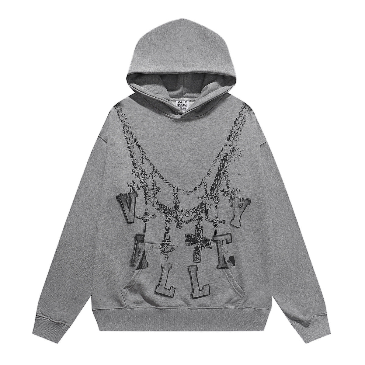 Cross border fashion VALE autumn and winter new printed hip-hop street style pure cotton casual versatile hooded sweatshirt