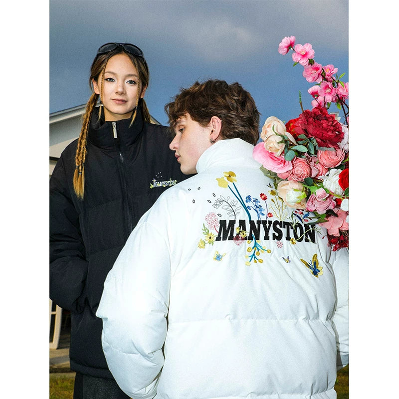MANYSTON American High Street Youth Waterproof Down Jacket Men's Winter Couple's Stand up Collar Bread Jacket