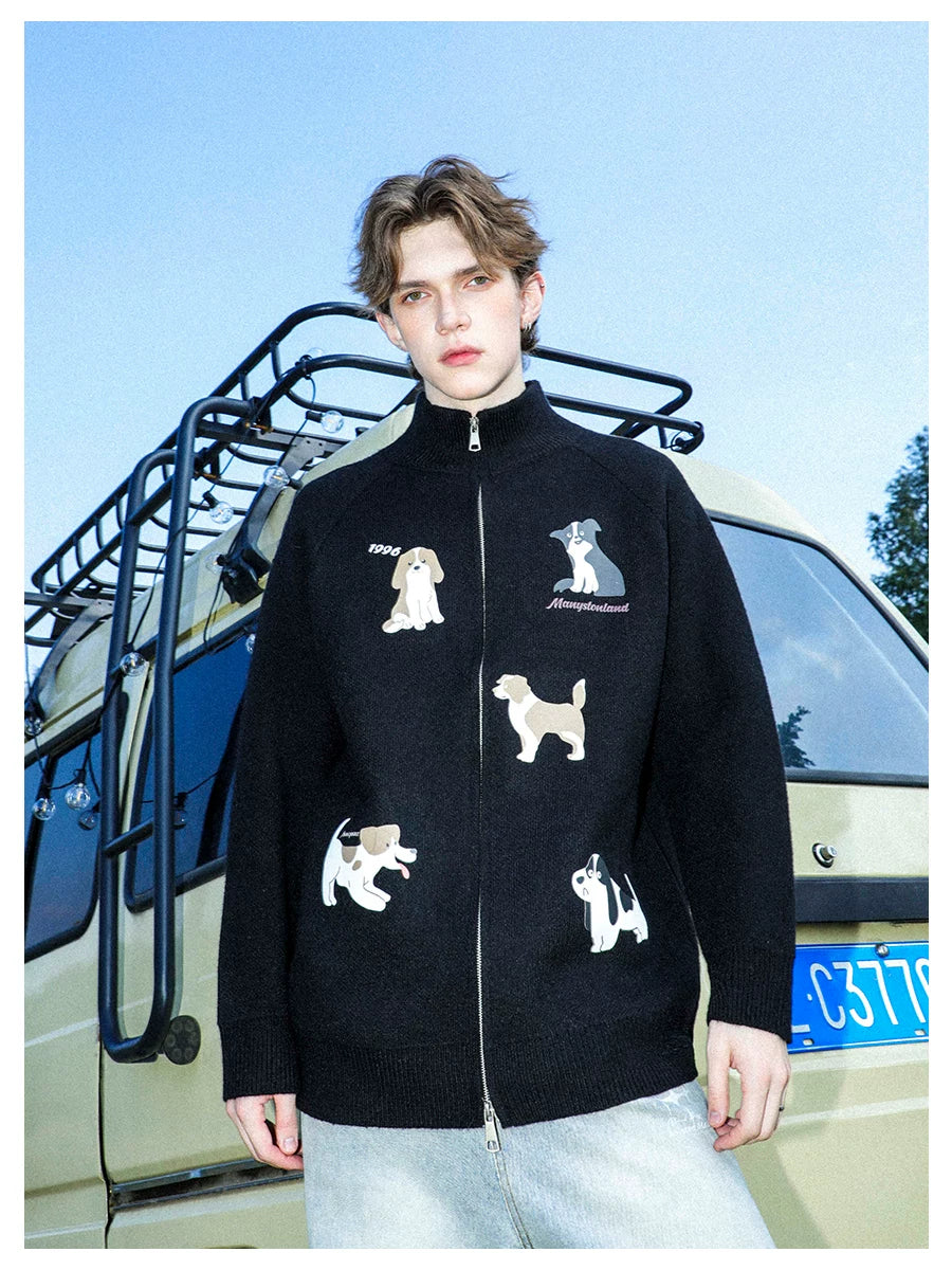 MANYSTON American High Street Trendy Brand Youth Sweater Men's Winter Lazy Style Couple Knitted Cardigan Coat