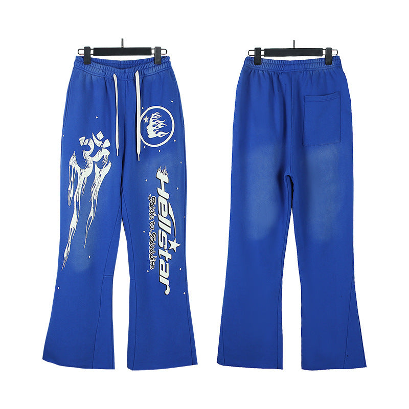 Cross border Fashion Hellstar Washed Retro Hip Hop American Street Printed Casual Cotton Pants Bathroom Pants