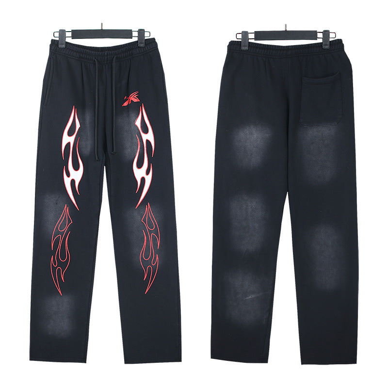 Cross border Fashion Hellstar Washed Retro Hip Hop American Street Printed Casual Cotton Pants Bathroom Pants