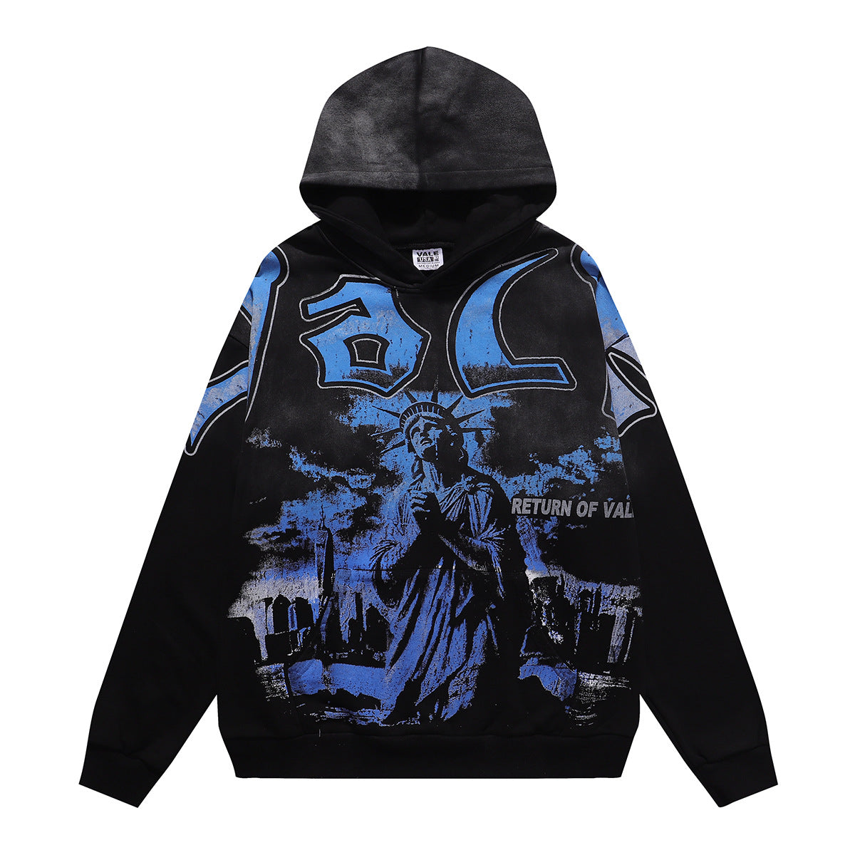 Cross border fashion VALE autumn and winter new printed hip-hop street style pure cotton casual versatile hooded sweatshirt