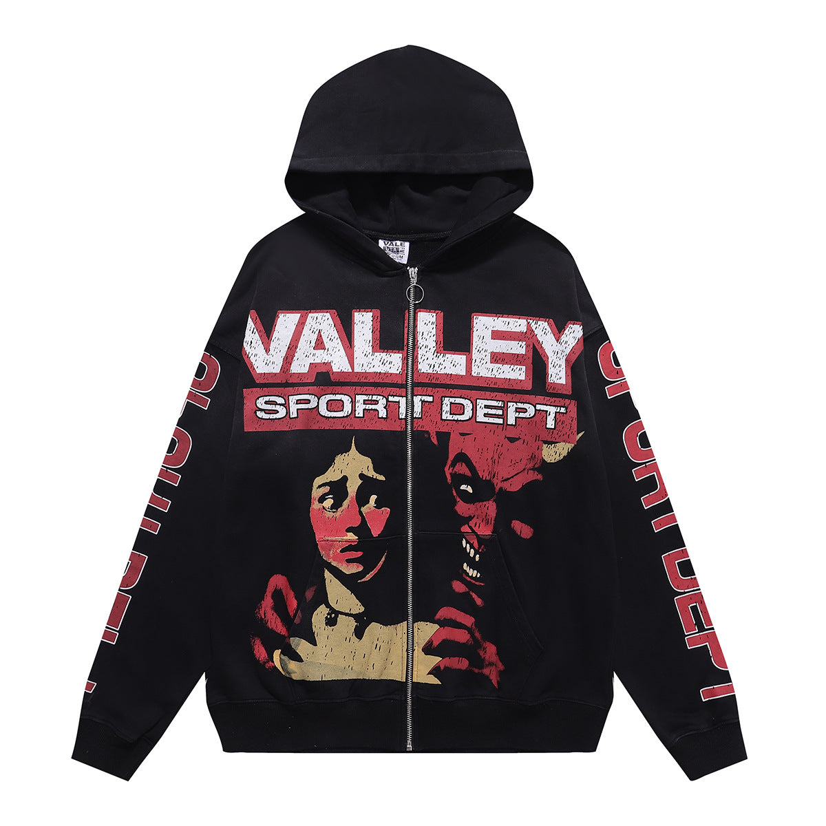Cross border fashion VALE autumn and winter new printed hip-hop street style pure cotton casual versatile hooded sweatshirt