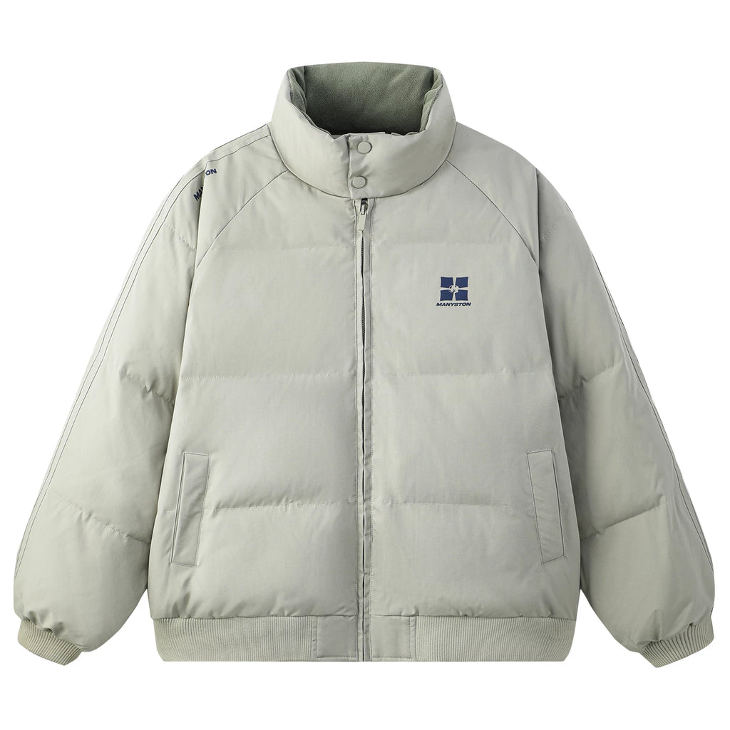MANYSTON American Trendy Brand Stand up Cotton Jacket Men's Winter Youth Thick Cotton Jacket Couple's Casual Jacket