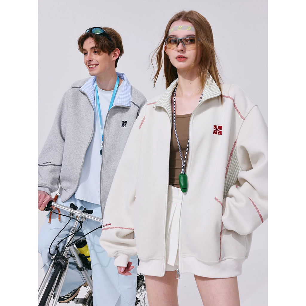 MANYSTON American fashion brand 420g heavyweight lapel cardigan sweatshirt men's style spring and autumn couple's top jacket