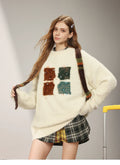 Celebrity style MANYSTON American high street embroidered sweater for men's spring and autumn couples round neck knit sweater