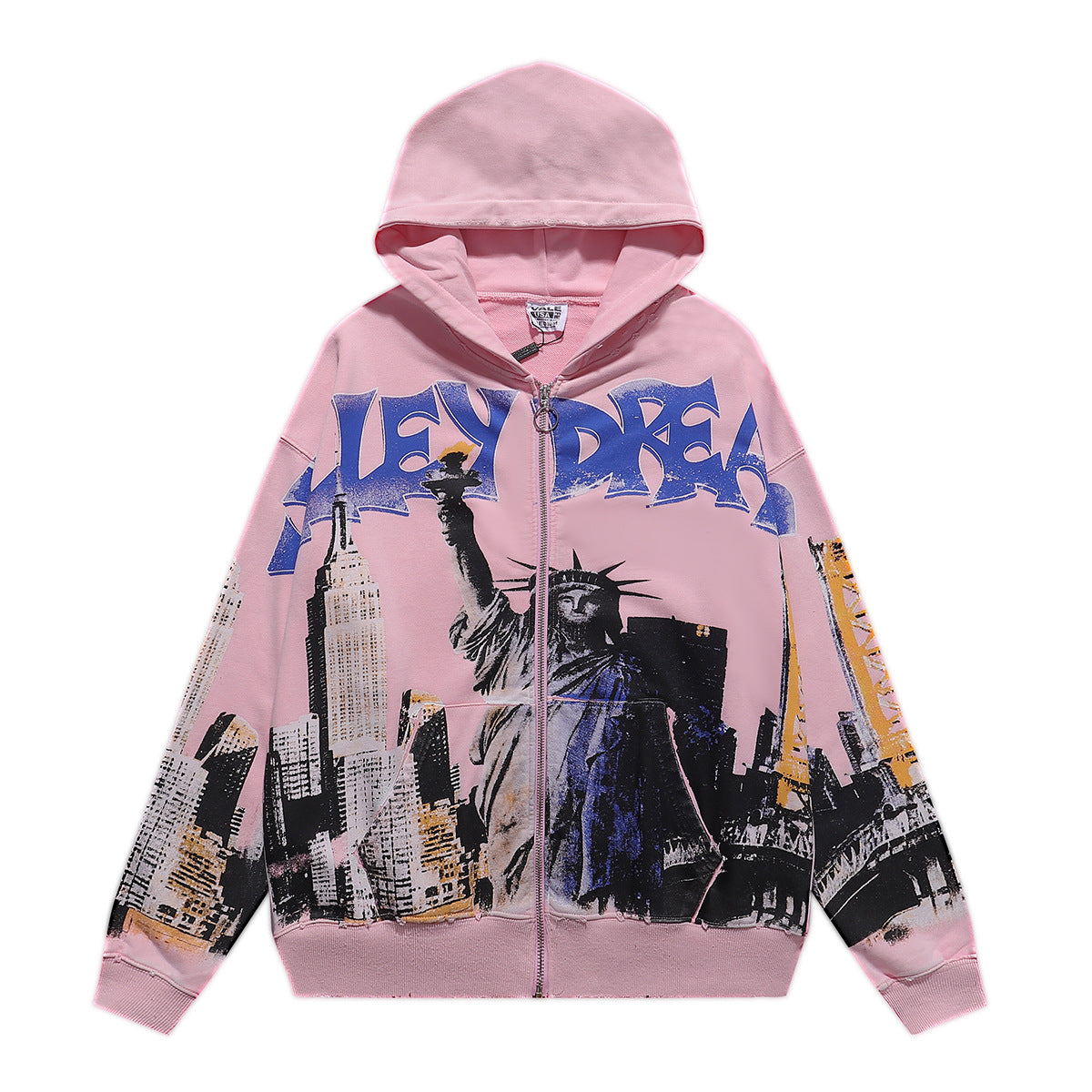 Cross border fashion VALE autumn and winter new printed hip-hop street style pure cotton casual versatile hooded sweatshirt