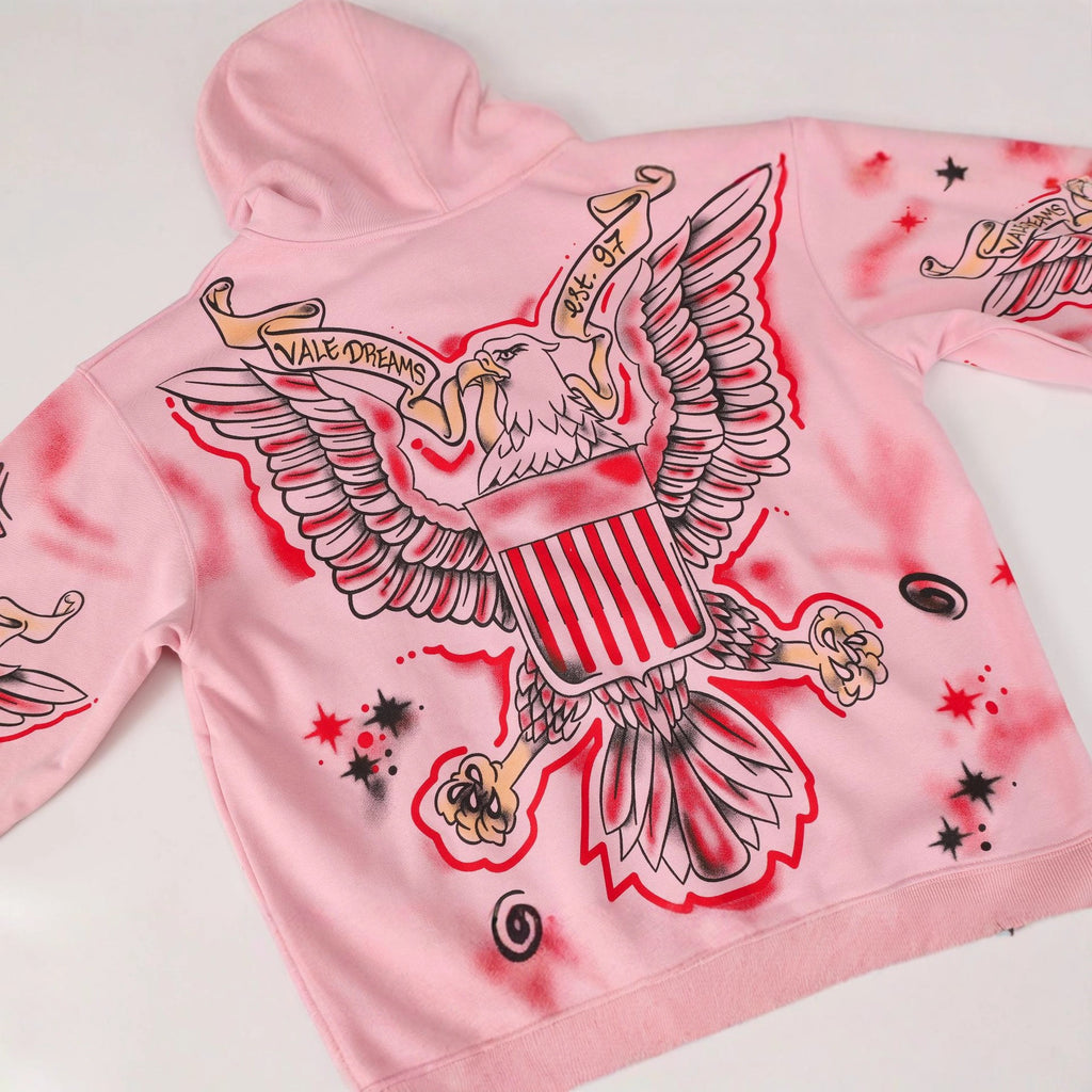 Cross border fashion VALE new street hip-hop American wash retro pure cotton hoodie printed trendy jacket