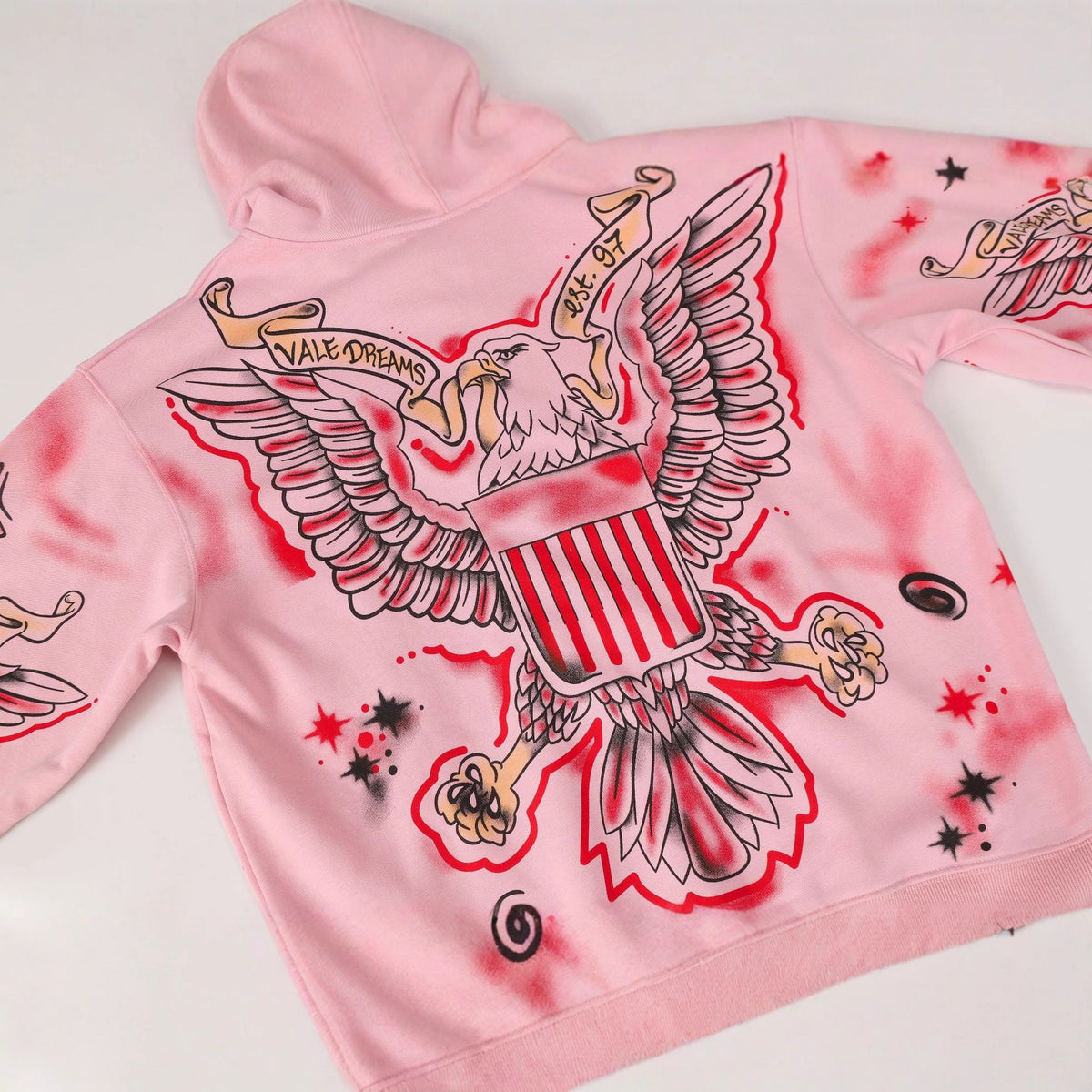 Cross border fashion VALE new street hip-hop American wash retro pure cotton hoodie printed trendy jacket
