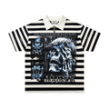 Cross border Meichao MAJESTIK Direct Spray American Street Hip Hop Printed Hot Diamond Embroidered Retro Washed Short sleeved T-shirt