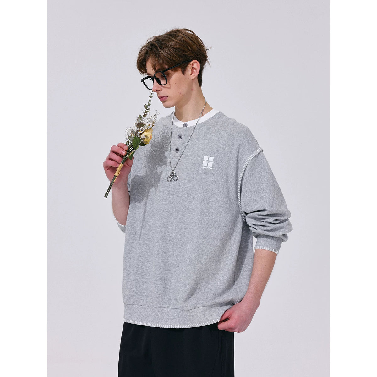 MANYSTON American High Street Youth Hoodie Men's Spring Trendy Brand Couple Interior Casual Long Sleeve T-shirt