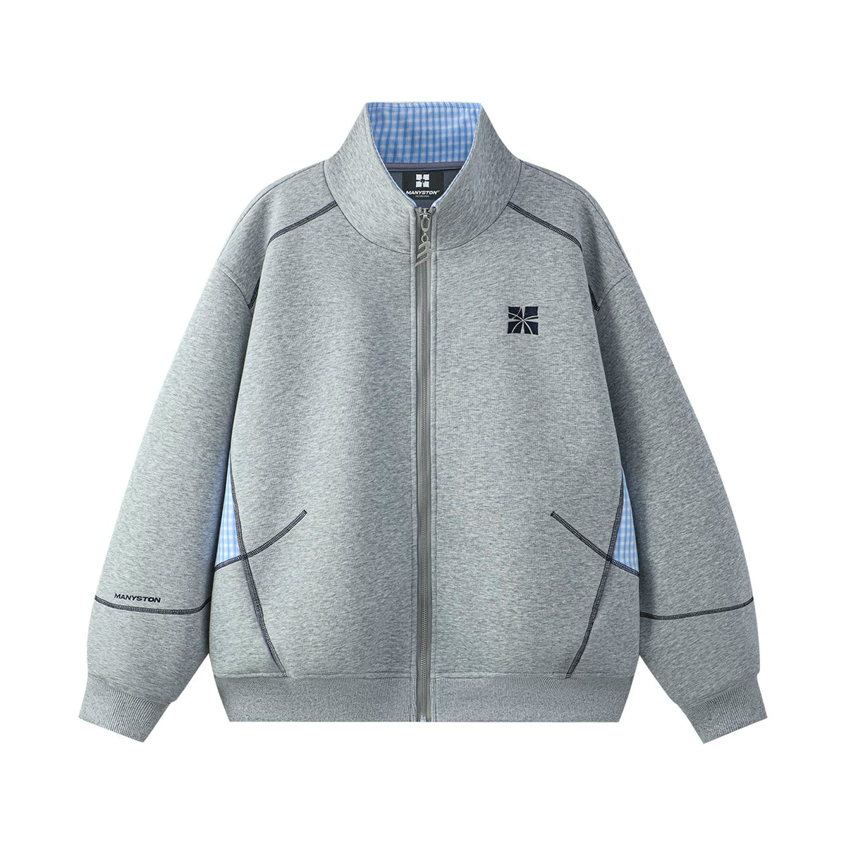 MANYSTON American fashion brand 420g heavyweight lapel cardigan sweatshirt men's style spring and autumn couple's top jacket