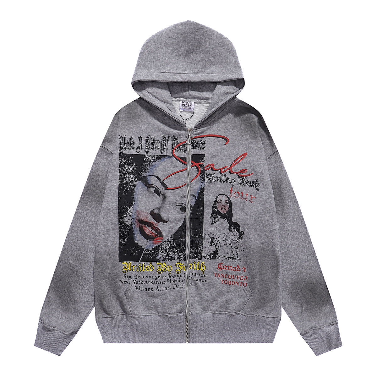Cross border fashion VALE autumn and winter new printed hip-hop street style pure cotton casual versatile hooded sweatshirt