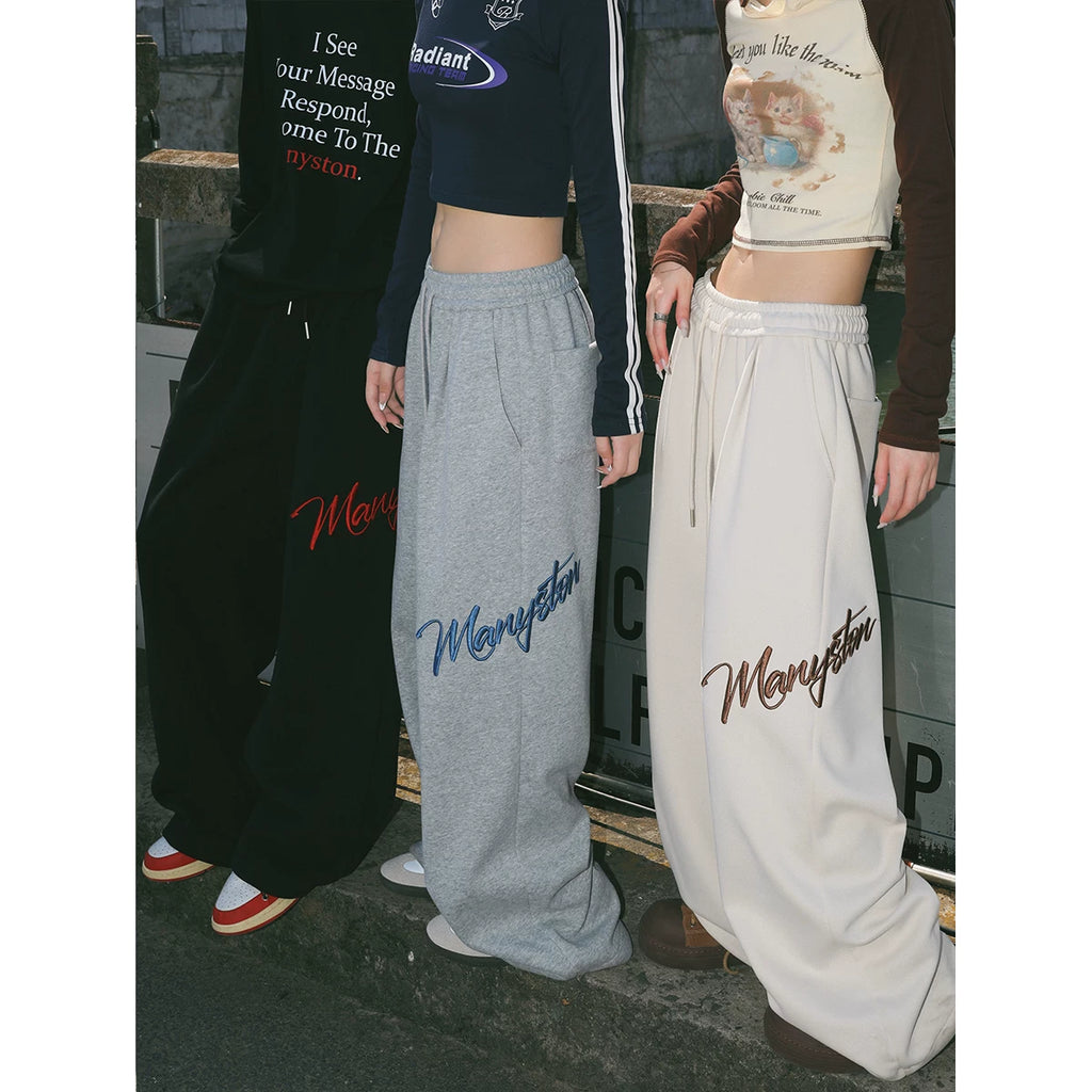 Tian Shuchen's same style MANYSTON American fashion brand sanitary pants for boys in spring and autumn, high street straight leg loose casual pants