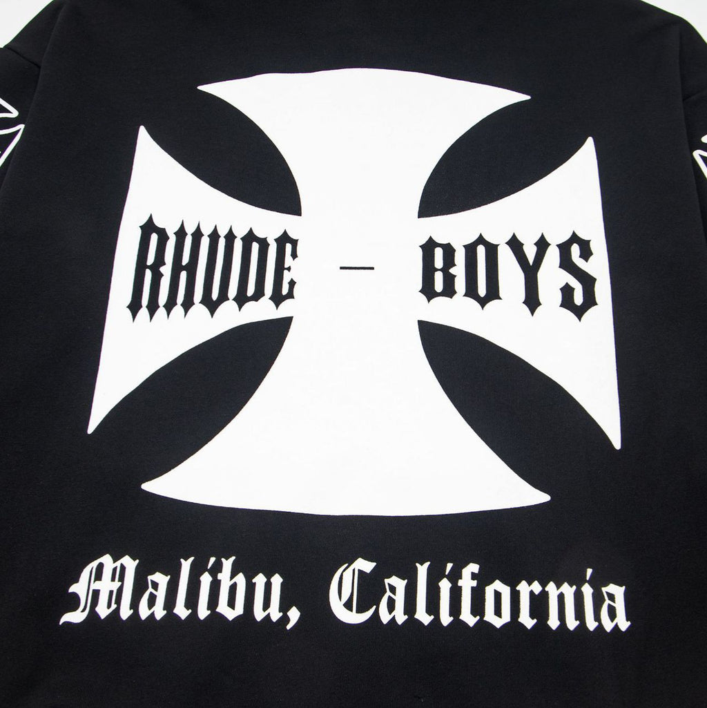 Cross border trendy brand RHUDE personalized pattern letter print heavyweight cotton casual comfortable and fashionable hooded sweatshirt