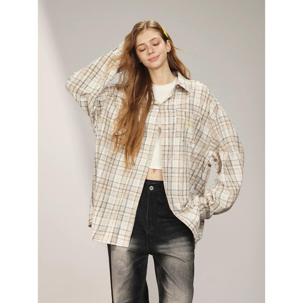 Yunqi Same Style MANYSTON American Pure Cotton Checkered Shirt Men's Spring and Autumn Trendy Brand Couple's Shirt Jacket