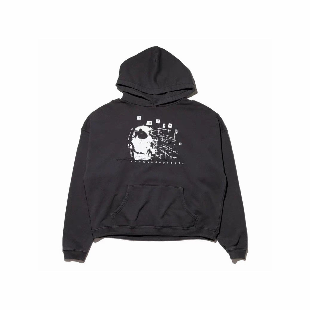 Cross border beauty trend E.R.D washed water distressed embroidered print hooded zipper pure cotton casual versatile hoodie jacket