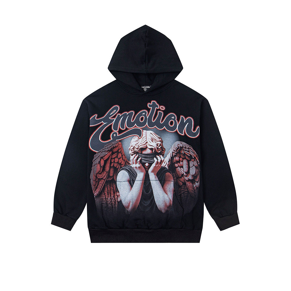 Cross border fashion new MIXEDEMOTION American street hip-hop pure cotton highly restored hooded sweatshirt