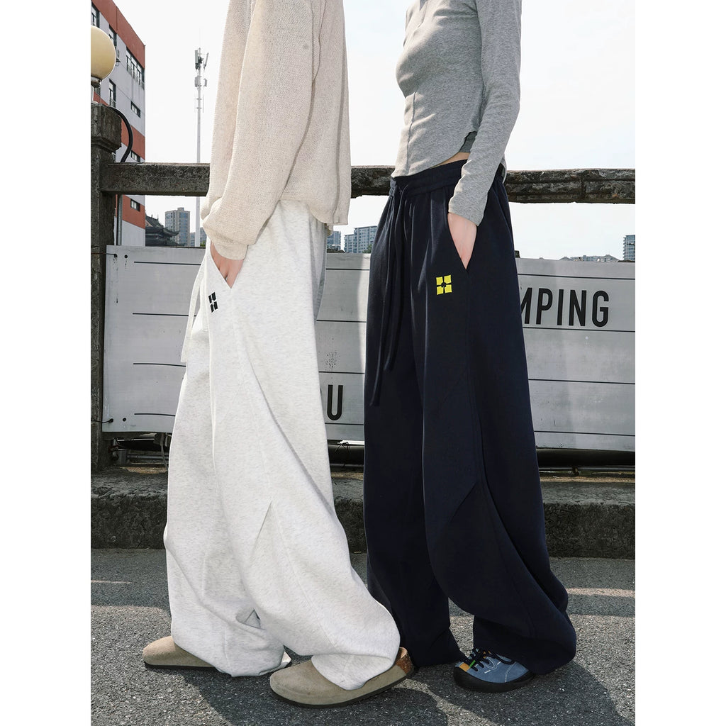 MANYSTON American High Street Versatile Casual Wide Leg Pants, Men's Niche Design Sense, Black Straight Leg Pants, Spring and Autumn