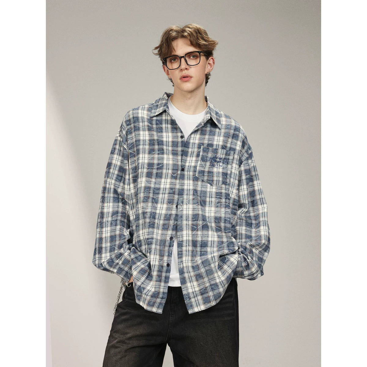 Yunqi Same Style MANYSTON American Pure Cotton Checkered Shirt Men's Spring and Autumn Trendy Brand Couple's Shirt Jacket