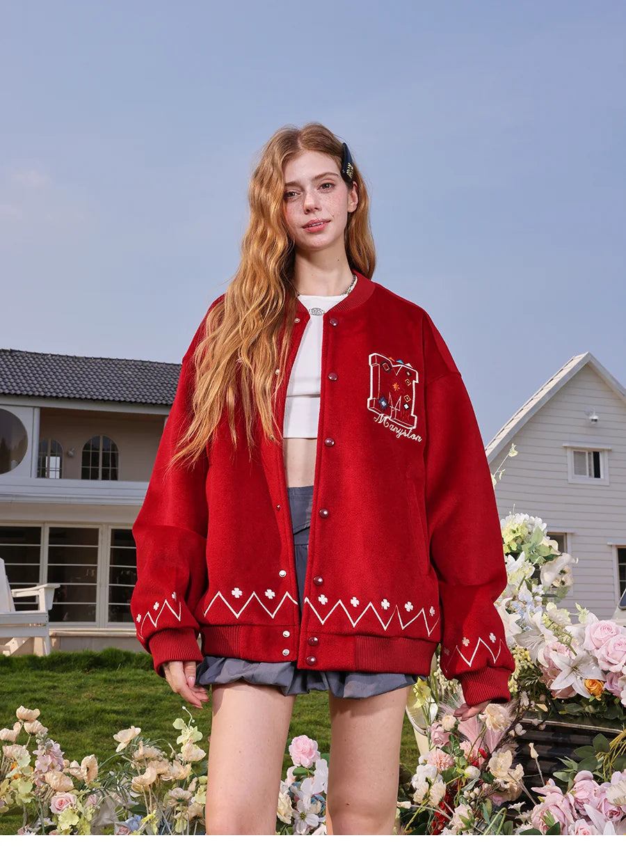 MANYSTON American retro letter embroidered baseball jacket men's spring and autumn heavyweight street flying jacket