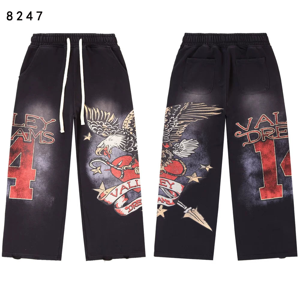 Vale Forever Valley Retro Printed High Street Trendy Casual Hoodie Pants Set