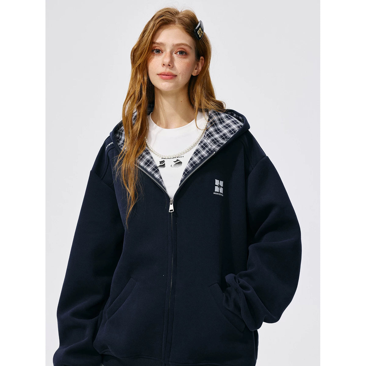 Hao Yiran's same style MANYSTON American hooded cardigan sweatshirt men's spring and autumn loose hoodie jacket
