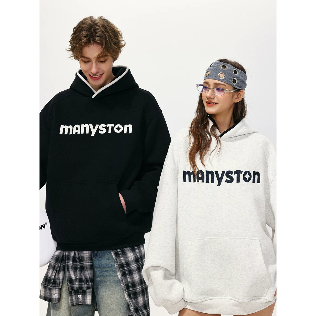 MANYSTON美式潮牌连帽卫衣男款青少年春秋季时尚宽松休闲百搭上衣