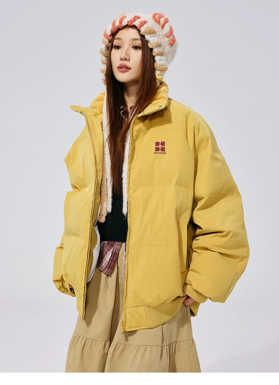 MANYSTON American Trendy Brand Stand up Cotton Jacket Men's Winter Youth Thick Cotton Jacket Couple's Casual Jacket