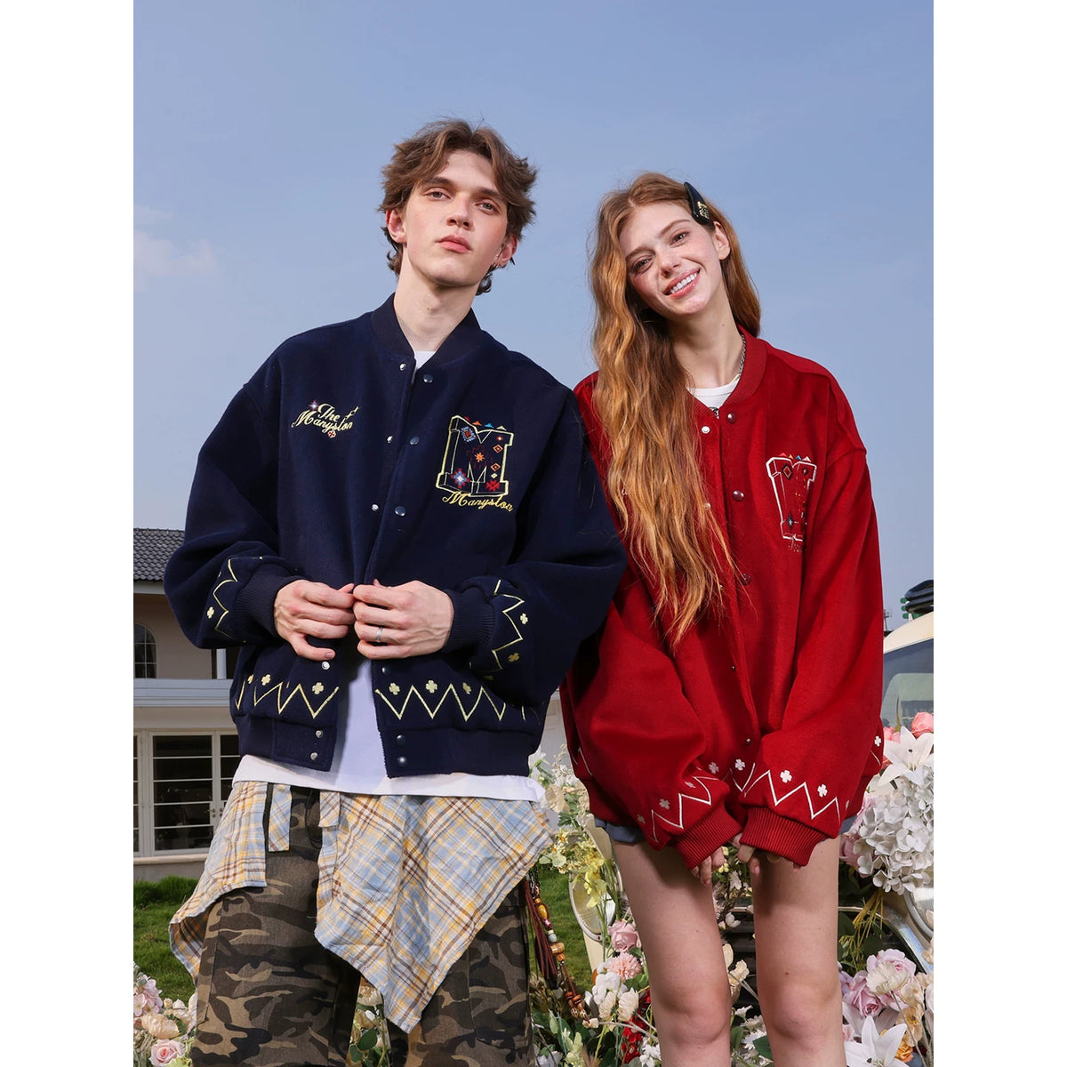 MANYSTON American retro letter embroidered baseball jacket men's spring and autumn heavyweight street flying jacket