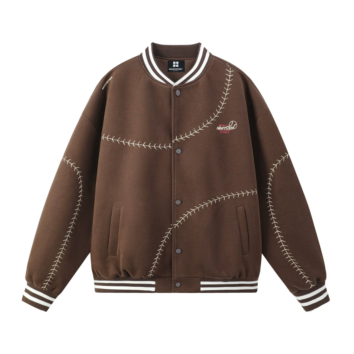 Zhang Zeyu's MANYSTON American retro embroidered baseball jacket for couples in spring and autumn casual wear