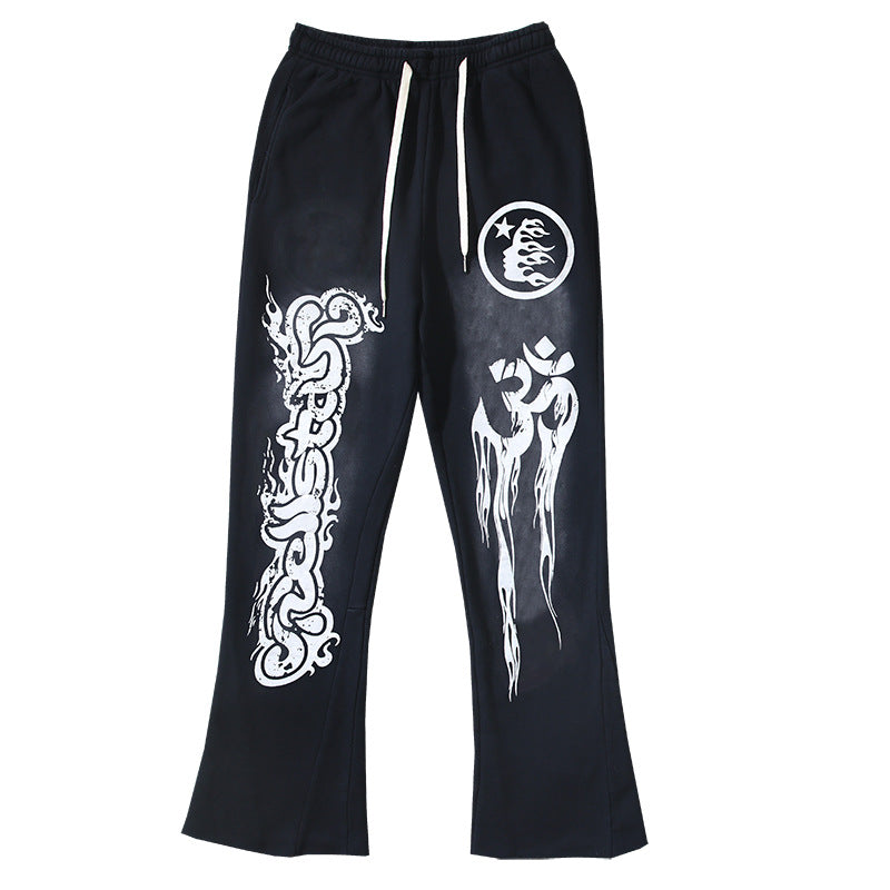 Cross border Fashion Hellstar Washed Retro Hip Hop American Street Printed Casual Cotton Pants Bathroom Pants